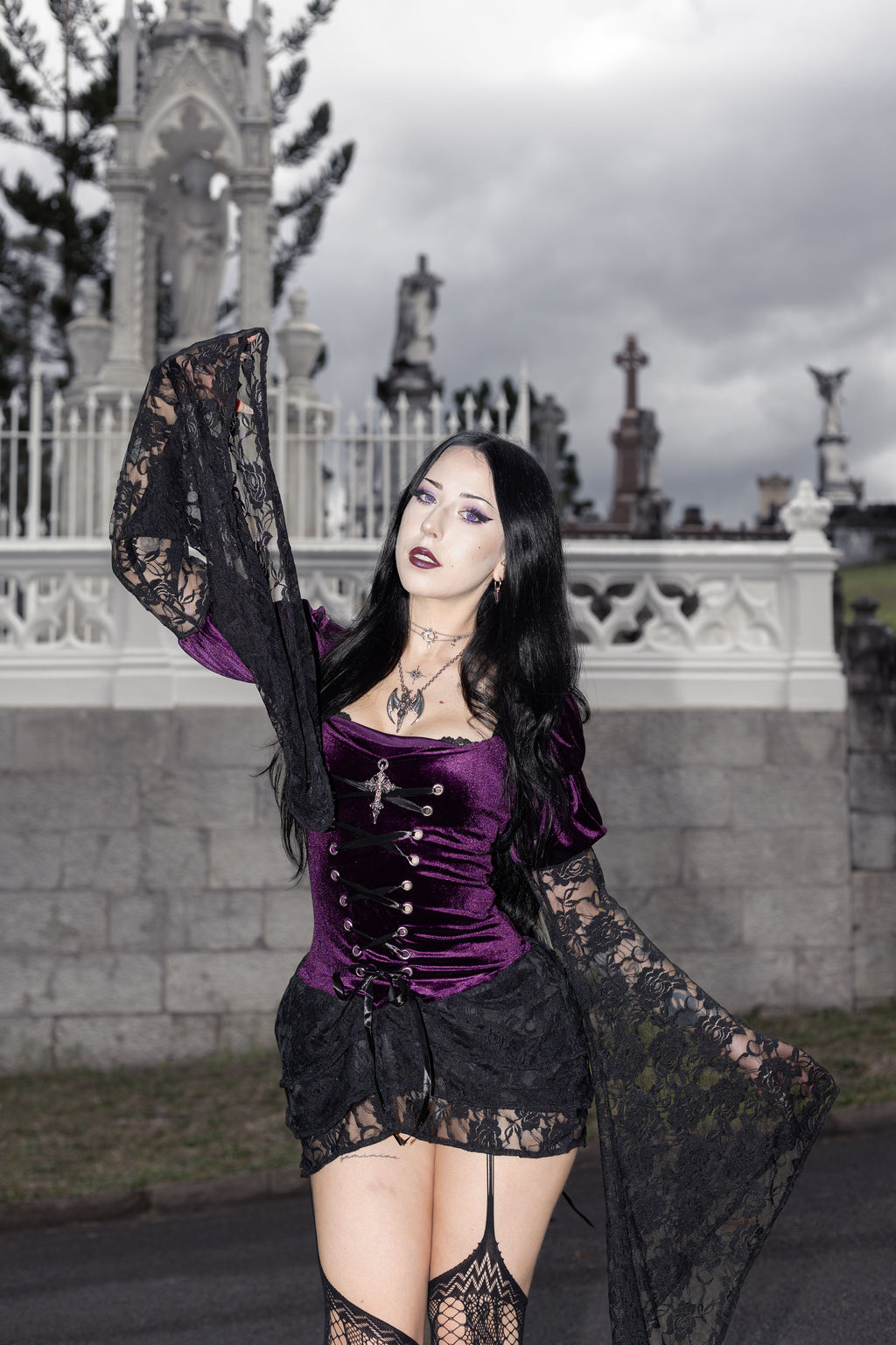 Fallen mini dress- Amethyst
