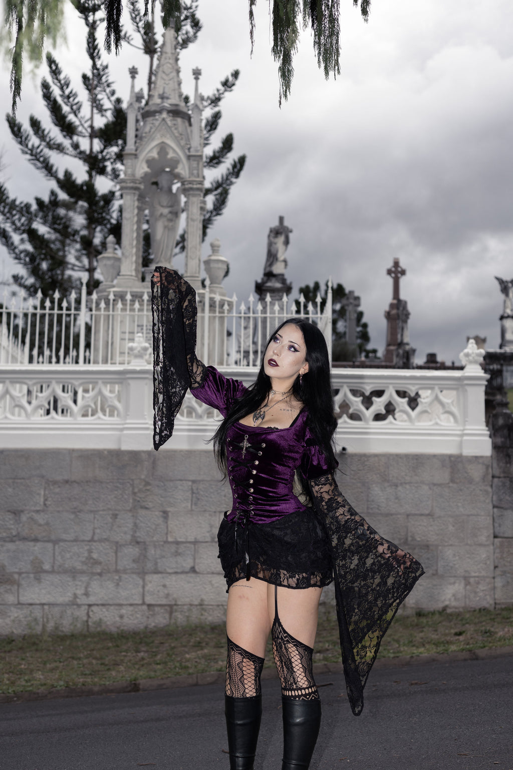 Fallen mini dress- Amethyst
