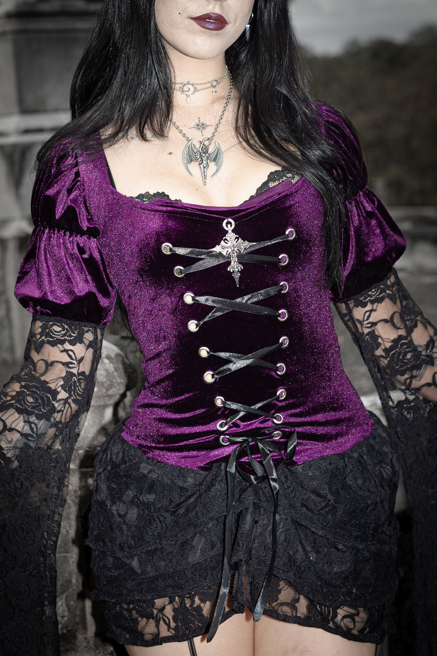 Fallen mini dress- Amethyst