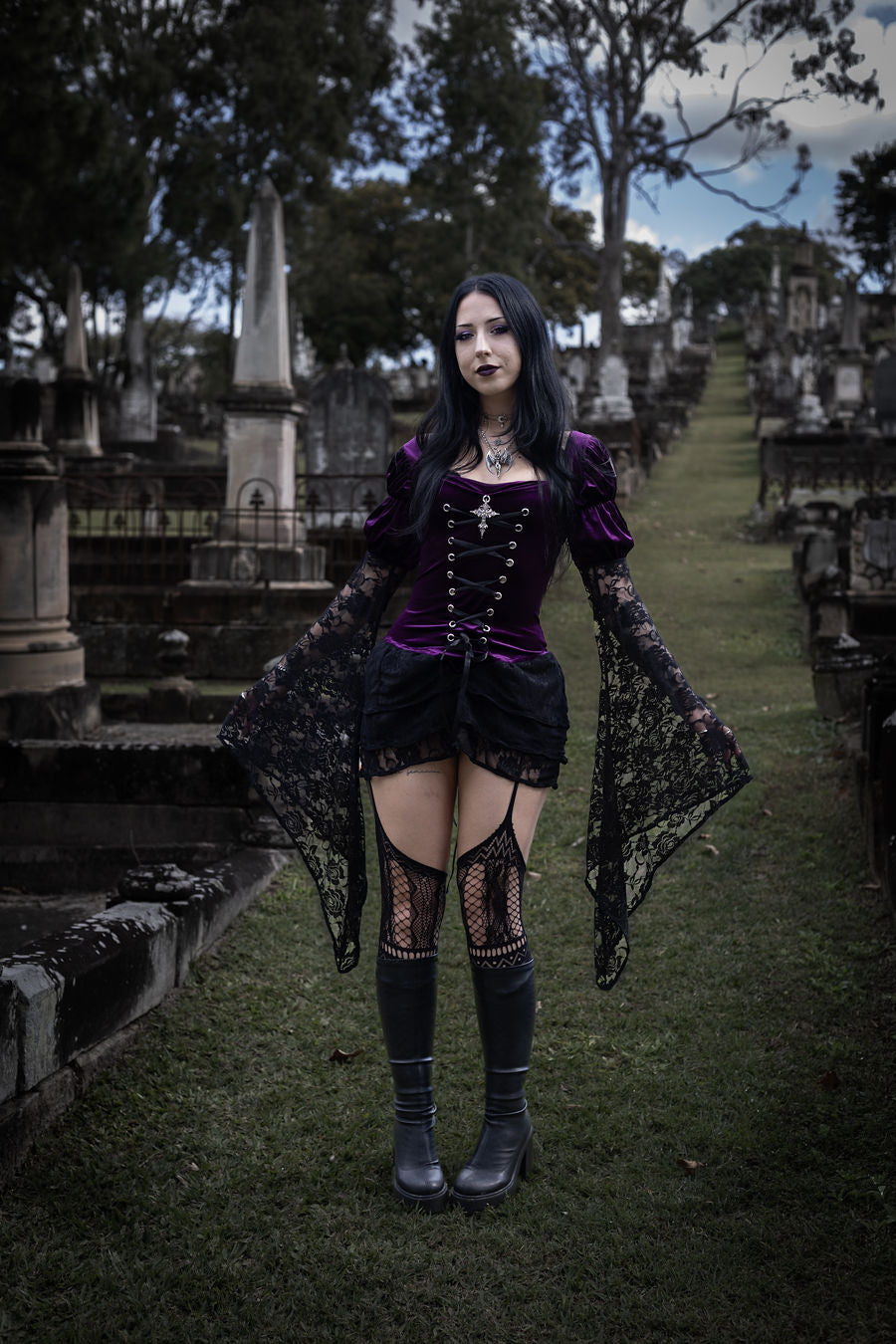 Fallen mini dress- Amethyst