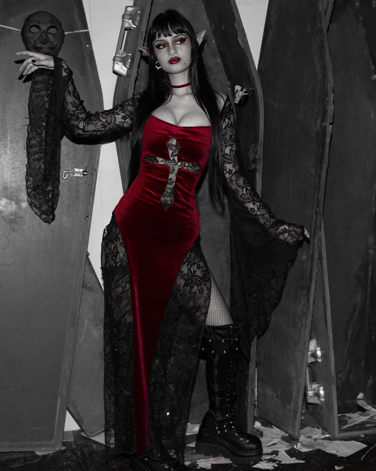 Haunted dress- Burgundy